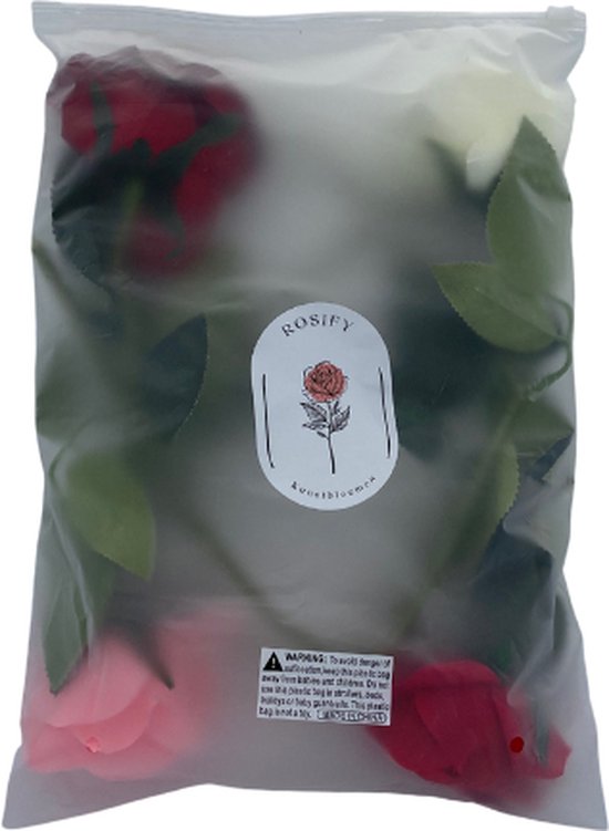 ROSIFY Fleurs artificielles - Fausses Fleurs - Roses Artificielles - Fleurs en Soie - Set de 10 Roses Artificielles - 50cm - Wit