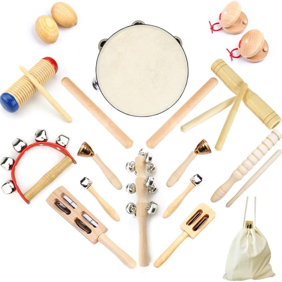 Maracas bébé, hochets en bois, 2-pack - Instrument de Percussion