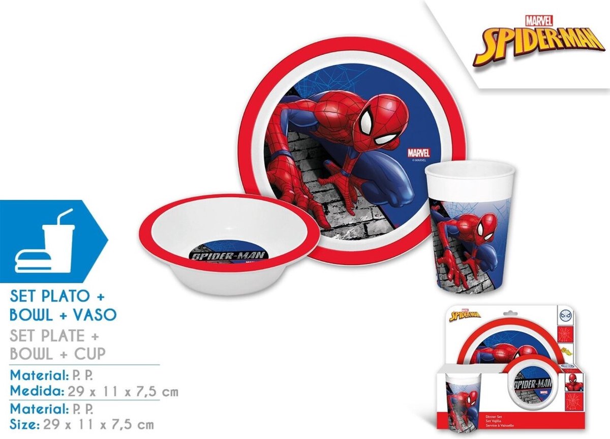 Marvel Spider-Man - Ontbijtset - Dinerset - Lunchset - Bord - Kom - Beker - Spiderman - Spider-Man