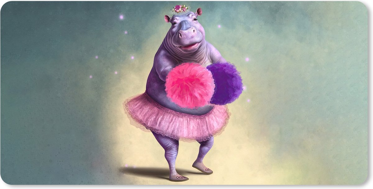 Muismat XXL 80x40 cm - Bureau onderlegger - Bureau mat Nijlpaard - Bloemen - Ballerina - Pompons - Portret - Kids - Bureaumat - Gaming mousepad xl - Bureaulegger groot - Computer deskmat
