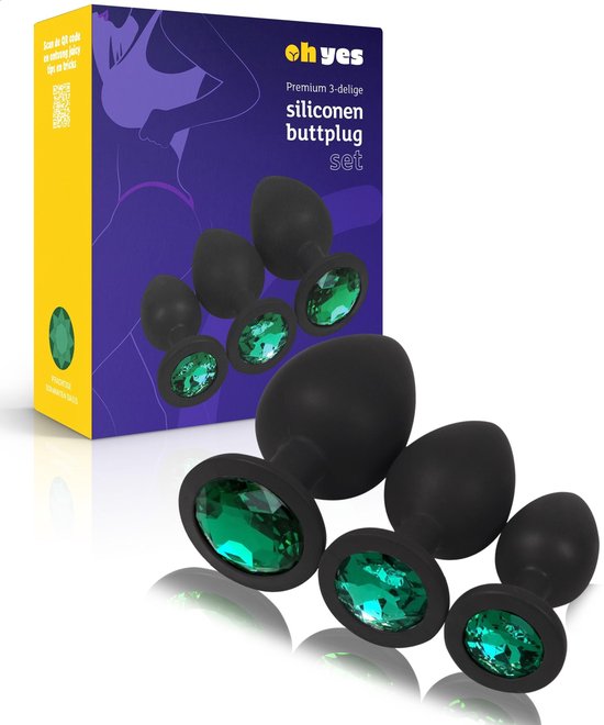 Siliconen Buttplugs voor mannen en vrouwen - Buttplug Set 3-Delig - Anal & Butt Plug - Groen