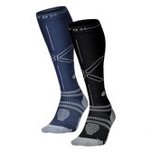 Chaussettes STOX Energy - Pack de 2 Chaussettes de sport pour Homme - Chaussettes de Compression Premium - Couleurs : Blauw/ Grijs et Zwart/ Grijs - Taille : Medium - 2 Paires - Avantage