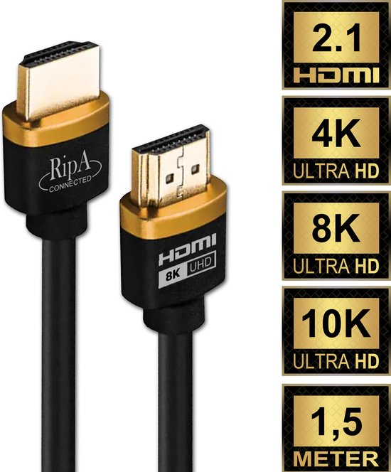 Câble HDMI 2.1 Ultra High Speed - Plaqué Or - Prise en charge PS5 et Xbox  Series X - 2