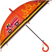 Kinderparaplu Oranje/Rood - Brandweerauto - Met Fluitje - 80cm