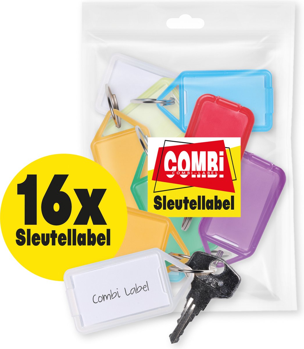 Combi-Label Openklapbare Openklapbaar Sleutellabel – Sleutellabels met inlay - Sleutelhanger - Naamlabel – 16 stuks