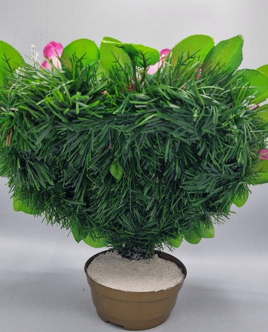 Composition florale, Coeur, Wit/ Rose, 40 cm avec LED, Fleurs artificielles en soie