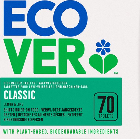 Ecover Classic - Vaatwastabletten - 70 stuks - verwijdert aangekoekte resten - frisse geur
