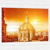 Muursticker - Top van St-Pietersbasiliek Kerk in Vaticaanstad onder Felle Zon - 100x75 cm Foto op Muursticker
