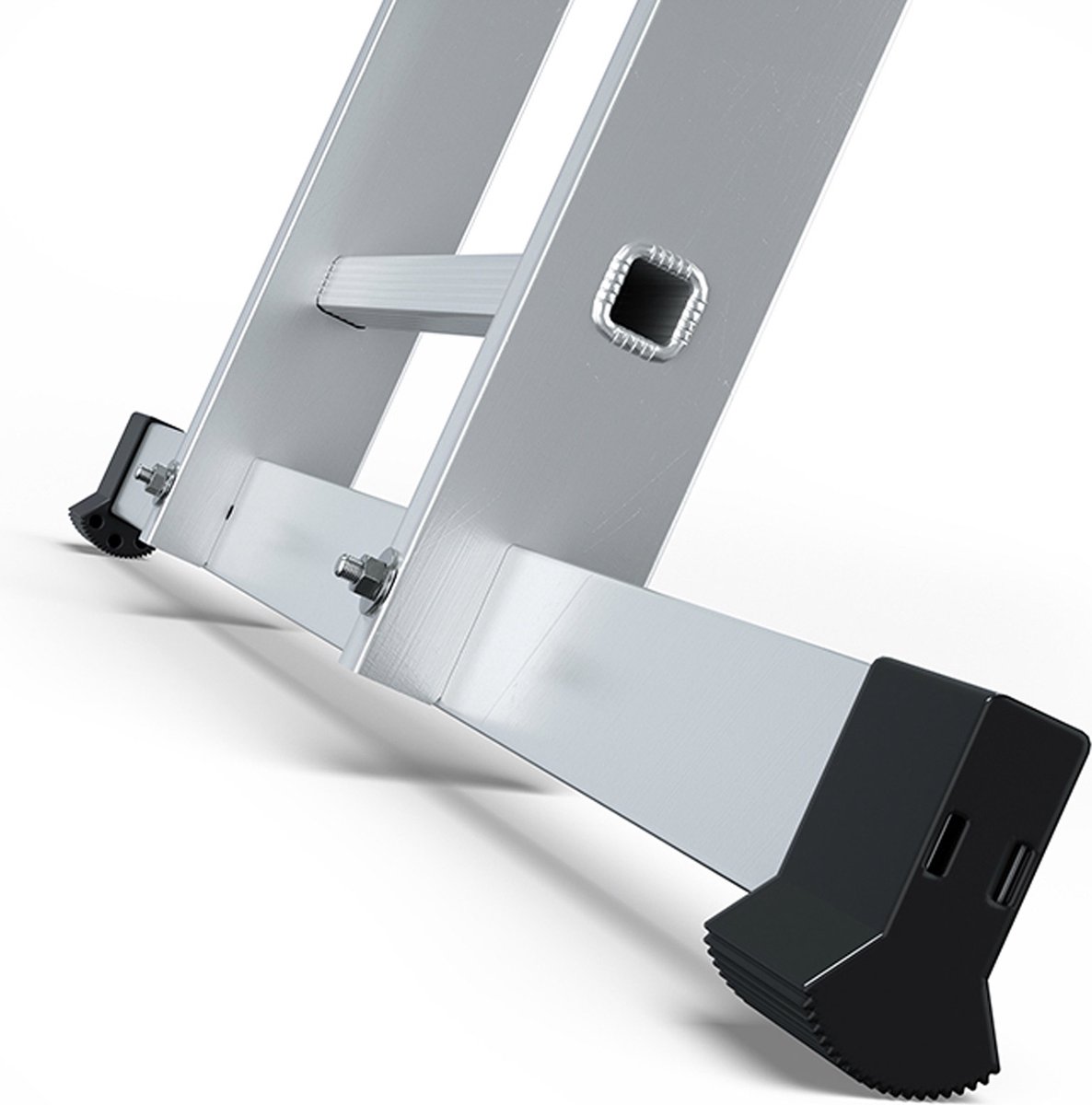 DRABEST Multi-function Hinge Ladder 4 x 3 Steps - Solid Construction - Aluminium Steel - Maximum Load 125 kg - 0.3 x 0.9 x 0.25 m