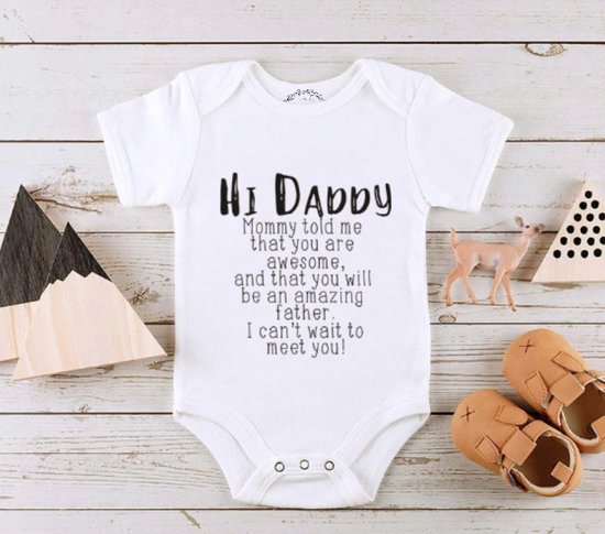 Happy Goodz shop Bébé Romper DADDY WHITE Daddy to be, Annonce de grossesse / faire-part, Futur père / papa enceinte, 100% coton, cadeau de maternité, Vaderdag, barboteuse avec texte, futurs parents papa|0-3 mois