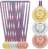 Médailles Relaxdays pour enfants - lot de 12 - médailles pour enfants en plastique avec ruban - sport