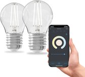 Calex Slimme Lamp - Set van 2 stuks - Wifi LED Filament E27 - Smart Bulb Helder - Dimbaar - Warm Wit licht - 4,9W