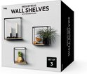 Doos van Gadgy 'Industrial Wall Shelves' met afbeelding van drie gevulde wandrekken.