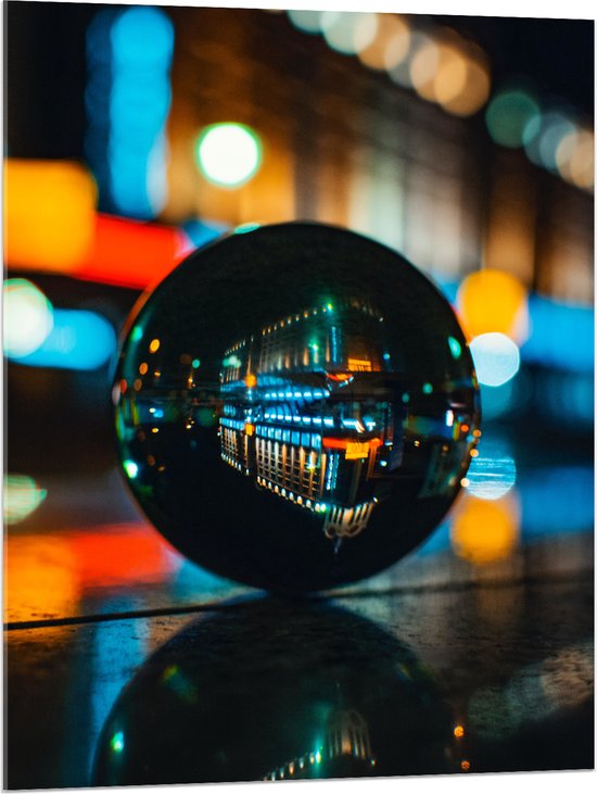 Acrylglas - Weerspiegeling van Gebouw met Gekleurd Licht - 75x100 cm Foto op Acrylglas (Met Ophangsysteem)