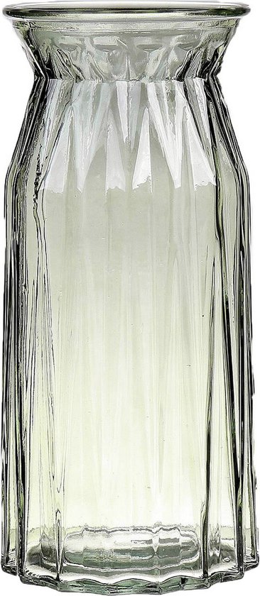Bellatio Design Bloemenvaas - lichtgroen transparant glas - D12 x H24 cm - vaas