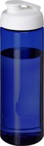 Sport bidon gerecycled kunststof - drinkfles - blauw/wit - 850 ml - Sportfles
