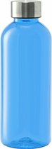 Kunststof waterfles/drinkfles/sportfles - blauw transparant - met RVS dop - 600 ml