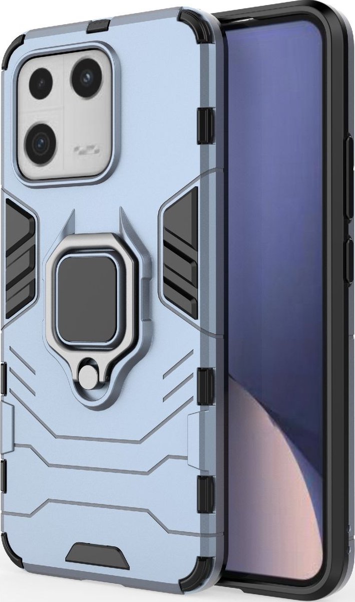 Mobigear Hoesje geschikt voor Xiaomi 13 Telefoonhoesje Hardcase | Mobigear Armor Ring Backcover Shockproof met Ringhouder | Schokbestendig 13 Telefoonhoesje | Anti Shock Proof - Marineblauw