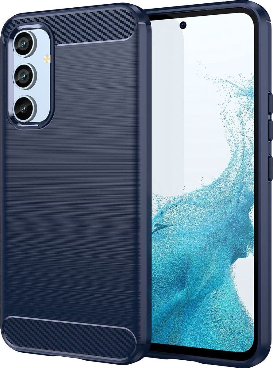 Mobigear Hoesje geschikt voor Samsung Galaxy A54 Telefoonhoesje Flexibel TPU | Mobigear Brushed Slim Backcover | Galaxy A54 Case | Back Cover - Blauw