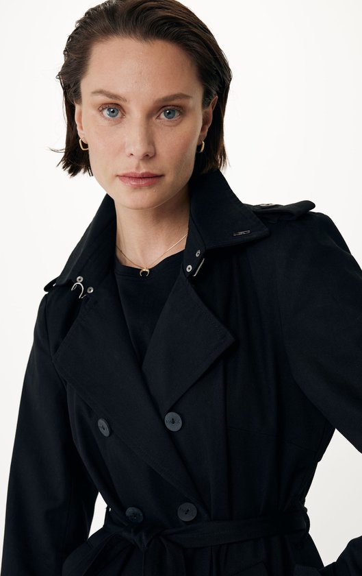 Dam Trench Coat Dubbelbröstad Patchwork Ull