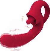 Erodit® double sensation 2 in 1 vibrator rood - likkende tong vibrator- lik vibrator- Anaal dildo -G-spot -clitoris vibrator– vibrators voor vrouwen- 10 modus - sex toys -seksspeeltjes - sex speeltjes- Erotiek voor vrouwen- Erotiek voor mannen-