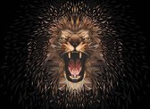 Papier peint photo Polygon Lion Couleurs foncées | V4 - 254 cm x 184 cm | Polaire 130gr / m2