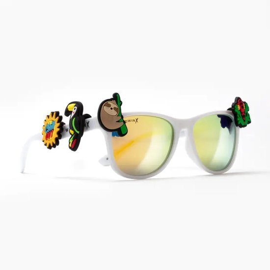 WildWinx - White Tropical- Kinder zonnebril - kinderzonnebrillen meisjes - kinderzonnebrillen jongens - vanaf 3 jaar - uv400 bescherming - zonnebril - bedels - vintage - hip - stoer - design