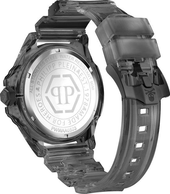 Philipp Plein The $Kull Synthetic PWWAA0523 Horloge - Siliconen - Grijs - Ø 44 mm