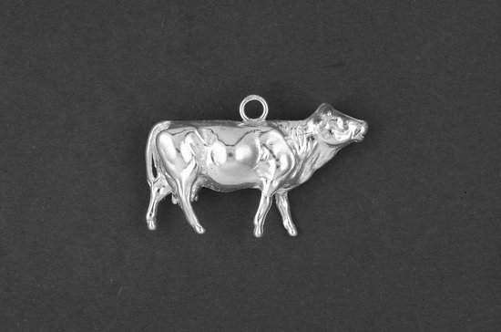 Hetty'S - Grand pendentif solide d'une vache - Argent 925 - avec collier de 45 cm