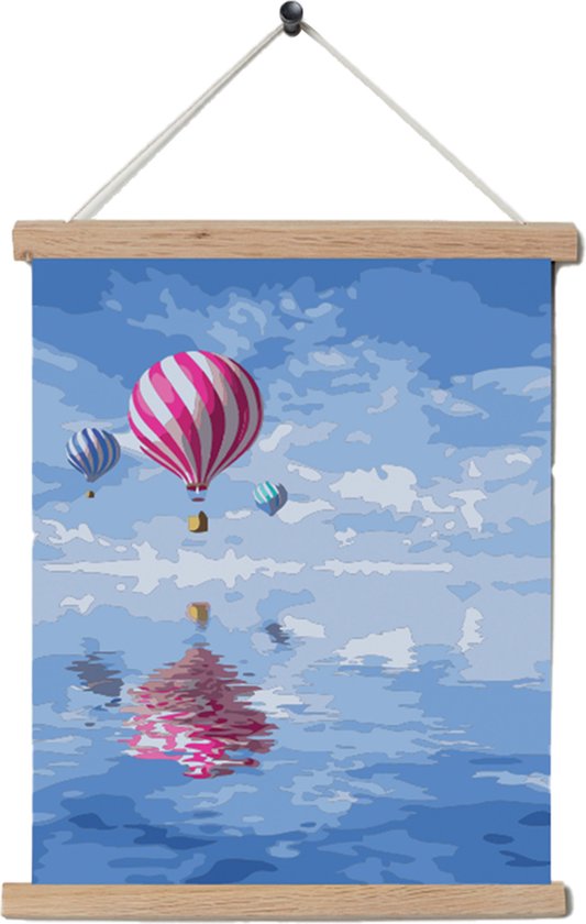 Crafts&Co - Peinture par Numéros Adultes 50 x 70 cm Toile XXL - Avec Cadre - Aussi pour Enfants - 24 Couleurs - Avec Crochet - Montgolfière