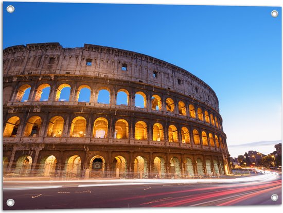 Foto: Wallclassics tuinposter weg langs colosseum in de avond 80x60 cm foto op tuinposter wanddecoratie voor buiten en binnen 