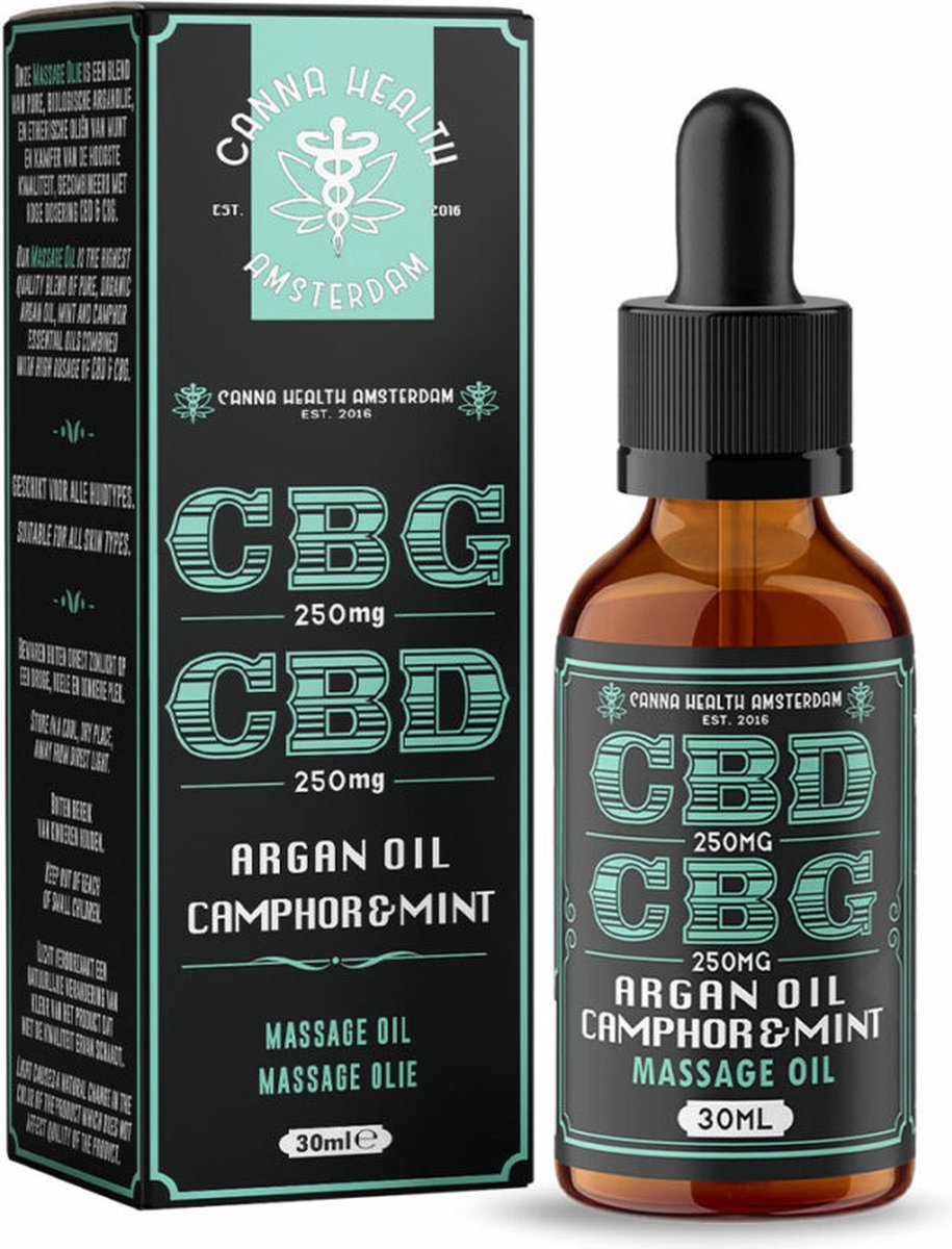 Goedkoopste Canna Health Amsterdam - Massage Oil Camphor & Mint - 250mg CBD, 250mg CBG