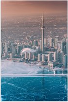 Poster Glanzend – Uitzicht op Stad en Zee - 50x75 cm Foto op Posterpapier met Glanzende Afwerking