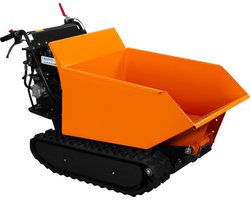 T-Mech Mini Dumper Rupsbanden - Kruiwagen 500kg Laadvermogen - 270cc 9HP Hydraulisch Kiepen - 4 Versnellingen 3 Vooruit 1 Achteruit - Stalen Bak - Gratis Oprijplaten & Sneeuwschep - Uitbreiding Bak
