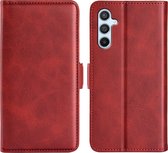 Samsung Galaxy A54 Hoesje - MobyDefend Luxe Wallet Book Case (Sluiting Zijkant) - Rood - GSM Hoesje - Telefoonhoesje Geschikt Voor Samsung Galaxy A54