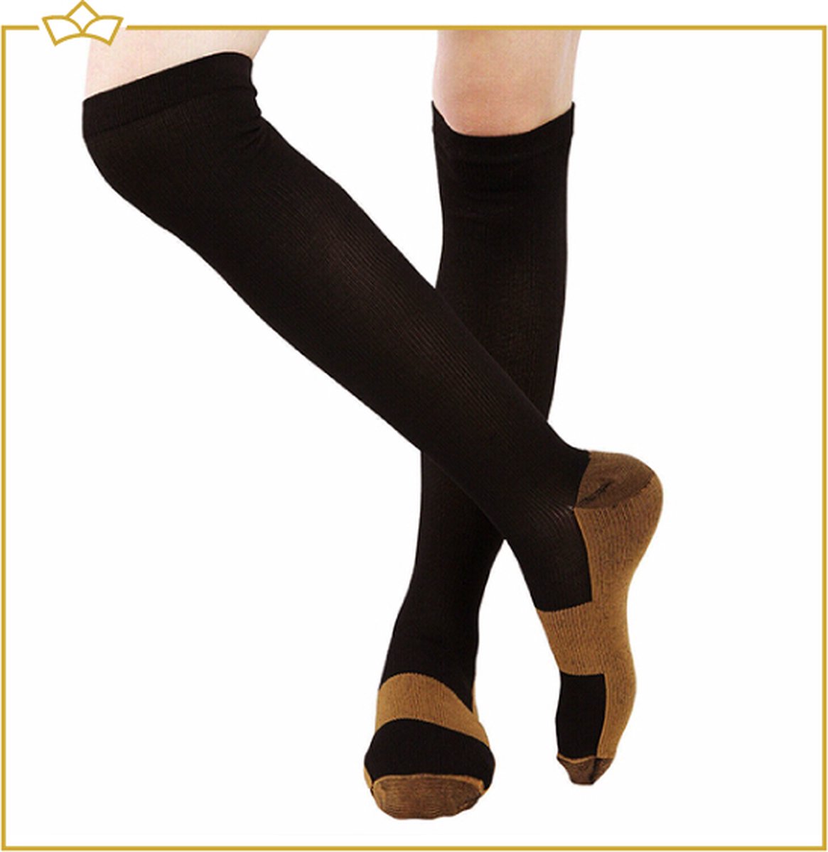 ATTREZZO® duopack Premium Compressie kousen – Kopergeweven Compressie  sokken –... | bol.