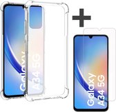 Arara Hoesje geschikt voor Samsung Galaxy A34 transparant Shockproof hoesje - siliconen backcover Met Screenprotector gehard glas