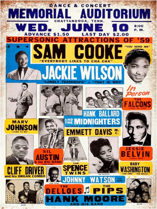 Signs-USA - Concert Sign - metaal - Sam Cooke & Jackie Wilson - 30x40 cm