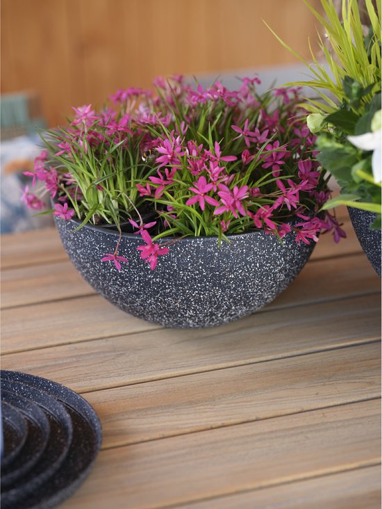 Pot de fleurs / pot de fleurs bol plastique recyclé / poudre de pierre  noire dia 25 cm... | bol.com