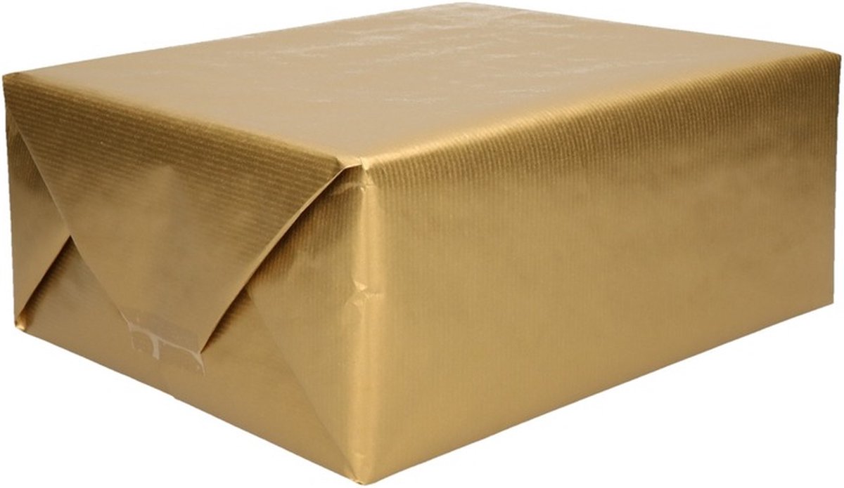 2x stuks rollen Kraft inpakpapier goud - 200 x 70 cm - kadopapier / cadeaupapier / schoolboeken kaften