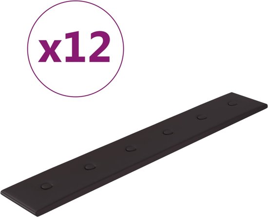 vidaXL - Wandpanelen - 12 - st - 1,62 - m² - 90x15 - cm - kunstleer - zwart