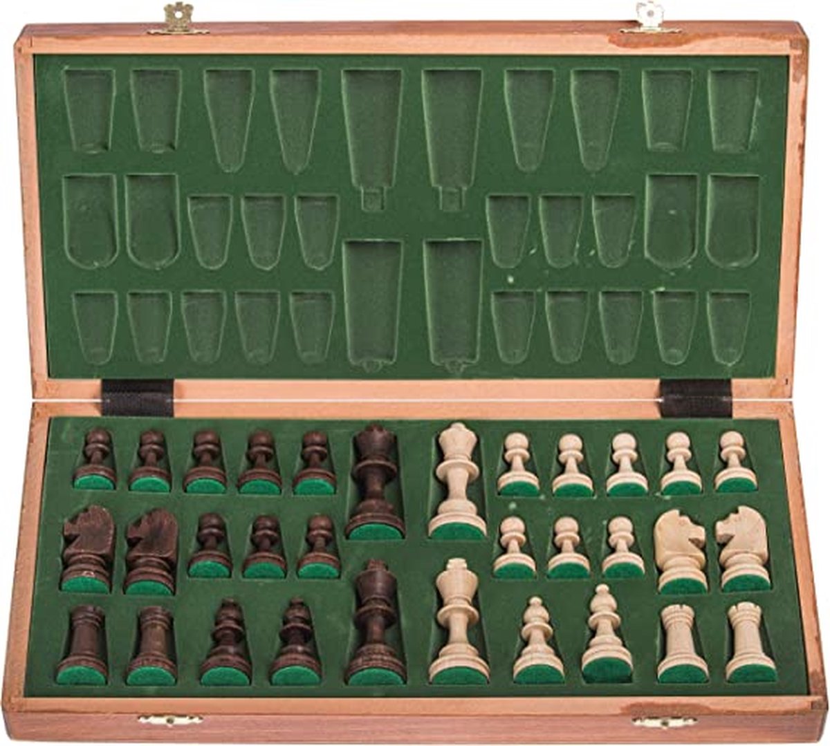 Peradix 38 cm/15 inch magnetisch schaakspel met dam uit hout