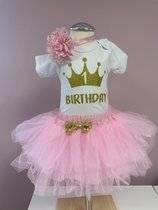Verjaardag outfit-verjaardag setje-1 jaar-eerste verjaardag-baby first birthday outfit-fotoshoot kleding baby 1 jaar-kleedje-jarig-meisje-girl-verjaardag jurk-feestkleding-themafeest-cakesmash-set Denise (mt 86)