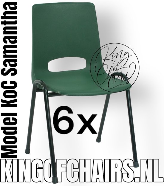 King of Chairs -Set van 6- Model KoC Samantha groen met zwart onderstel. Stapelstoel kuipstoel vergaderstoel tuinstoel kantine stoel stapel stoel kantinestoelen stapelstoelen kuipstoelen arenastoel De Valk 3320 bistrostoel schoolstoel bezoekersstoel