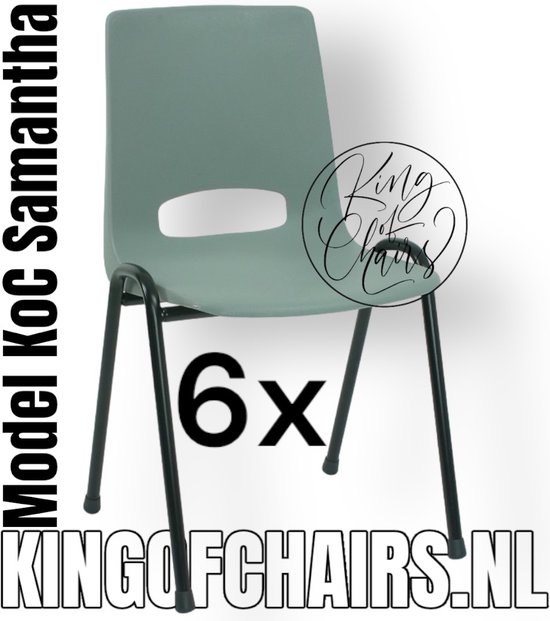 King of Chairs -Set van 6- Model KoC Samantha lichtgrijs met zwart onderstel. Stapelstoel kuipstoel vergaderstoel tuinstoel kantine stoel stapel stoel kantinestoelen stapelstoelen kuipstoelen arenastoel De Valk 3320 bistrostoel bezoekersstoel