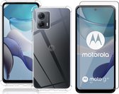 Hoesje geschikt voor Motorola Moto G53 - Screen Protector GlassGuard - Back Cover Case ShockGuard Transparant & Screenprotector