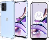 Hoesje geschikt voor Motorola Moto G13 / G23 - Screen Protector GlassGuard - Back Cover Case ShockGuard Transparant & Screenprotector