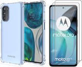 Hoesje geschikt voor Motorola Moto G72 - 2x Screen Protector GlassGuard - Back Cover Case ShockGuard Transparant & Screenprotector