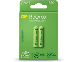 GP Recyko R03/AAA 850mAh 1,2V Ni-MH Ready2Use (2 stuks)