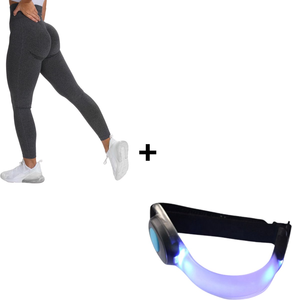 Fitness Legging + Verlichting - Sportlegging Dames - Yoga Legging - High Waist Legging - Yoga Kleding Dames - Yoga Broek Dames - Sportkleding Dames - Sportbroek Dames - Legging & Shapewear Dames - Perform Legging | Donker Grijs | Maat M